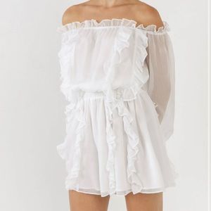 Ivory Off the Shoulder Ruffled Mini